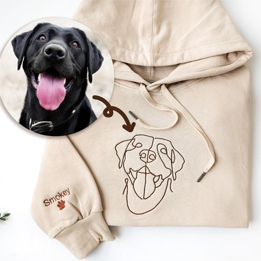 Sweat Personnalisé avec Portrait Brodé de Votre Animal Outline