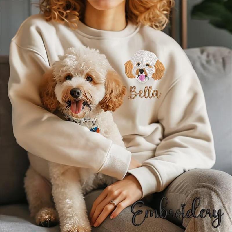 Sweat Personnalisé avec Portrait Brodé de Votre Animal – Broderie Côté