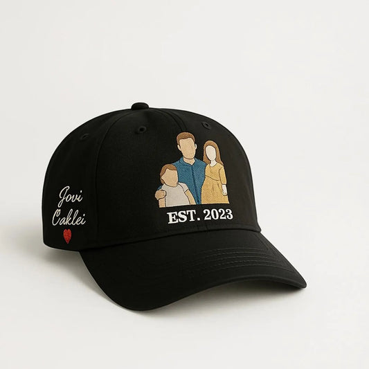 Casquette Personnalisée avec Photo Brodée en Couleur – Couple & Famille